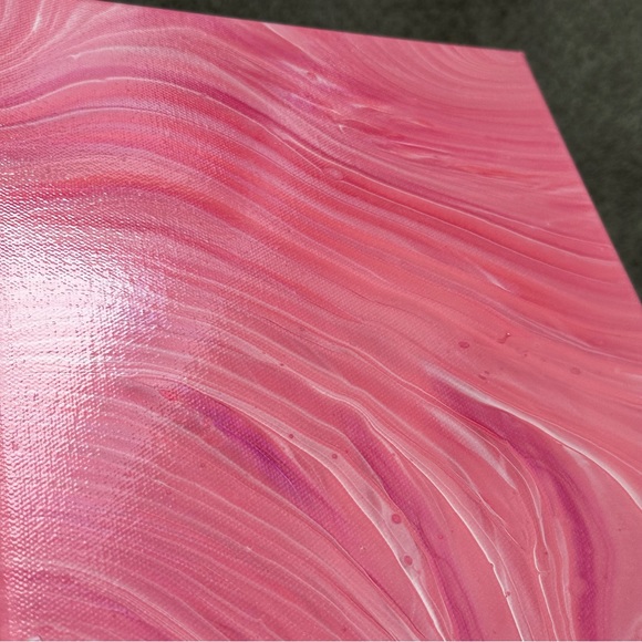 9x12 Painting Abstract Acrylic Fluid Pour Art on gallery wrapped Canvas pink - Picture 15 of 15